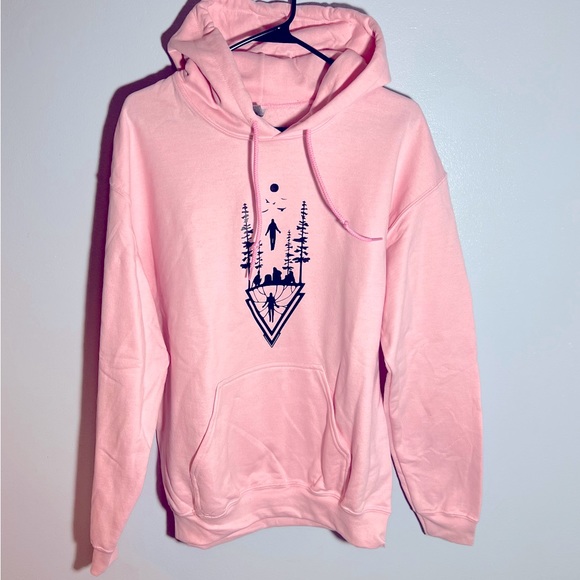 Stranger Things Medium Pink Hoodie The Upside Down Running up that Hill NWOT - Picture 2 of 6